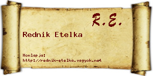 Rednik Etelka névjegykártya